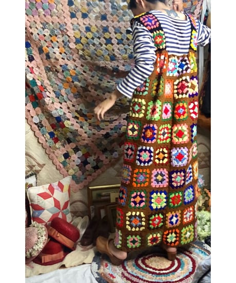 granny square one-piece brown