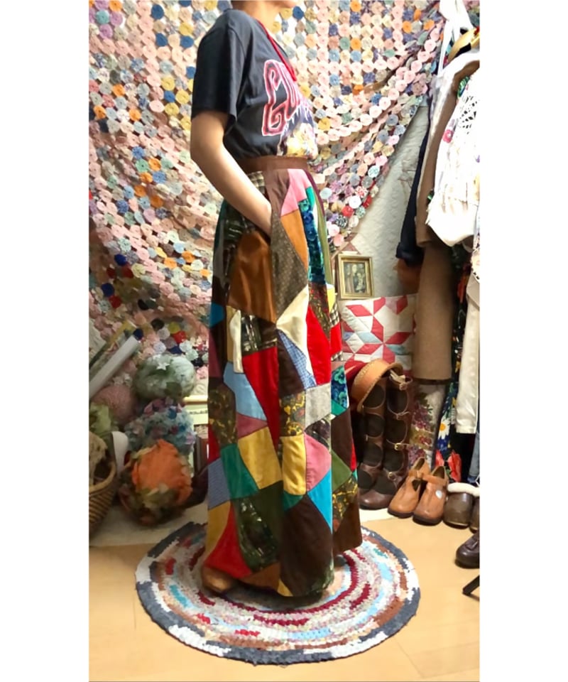 70s crazy quilt skirt | Quilt