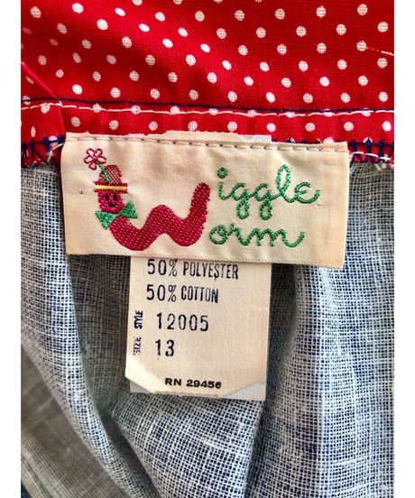 60-70's denim patchwork print dress