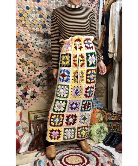 granny square skirt beige