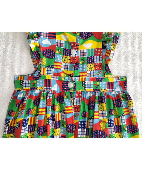 70s patchwork print apron dress