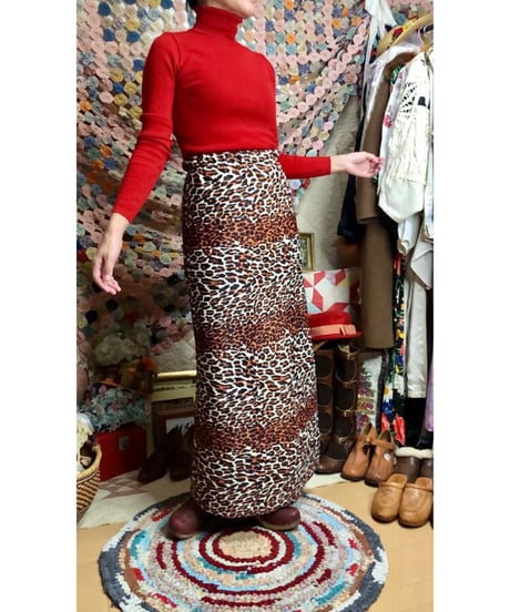 70s quilting leopard skirt