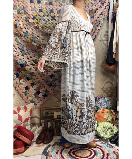 botanical flare sleeve one-piece