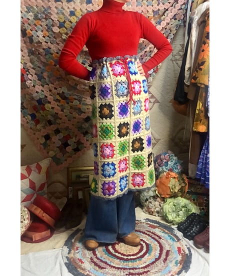 granny square skirt  beige
