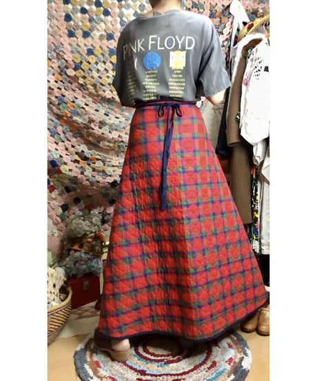 60s quilting plaid wrap skirt