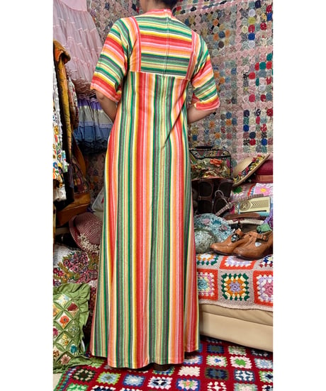70s stripe pile dress