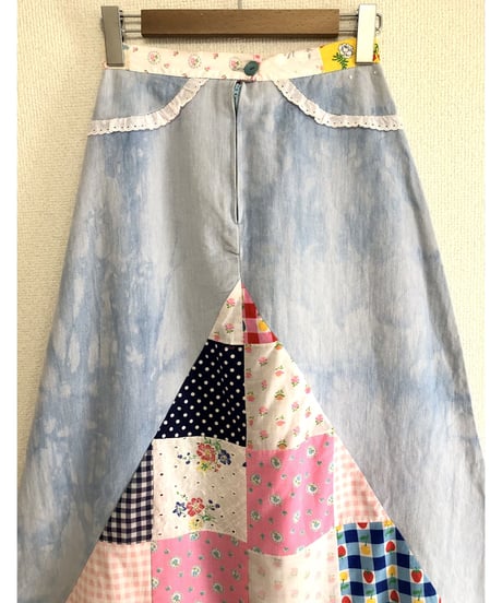 70's denim × patchwork skirt