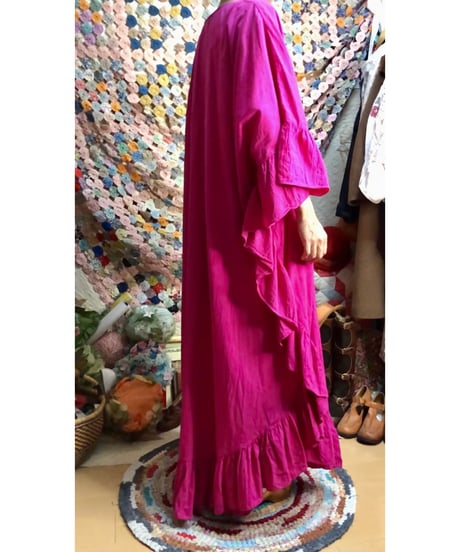 80s ruffle cotton dress