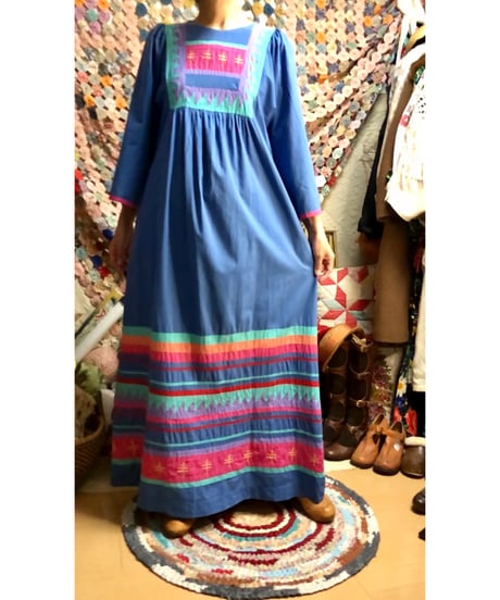 70s patchwork cotton dress