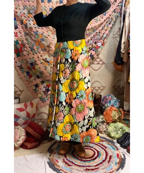 60's flower quilting dress