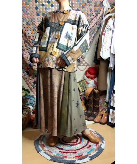 tree motif patchwork jacket