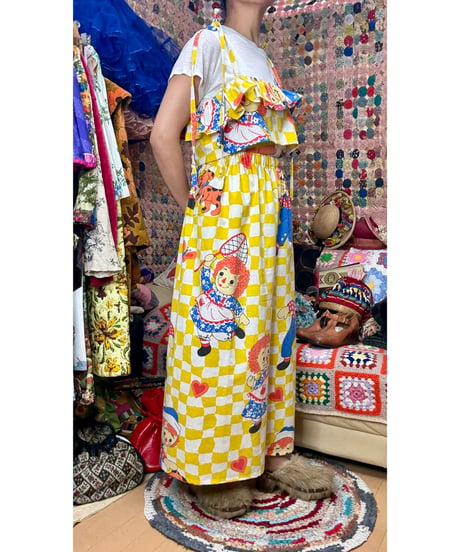 Raggedy Ann & Andy super wide leg pants（70s fabric）