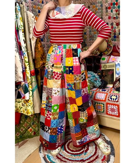 patchwork super wide leg pants