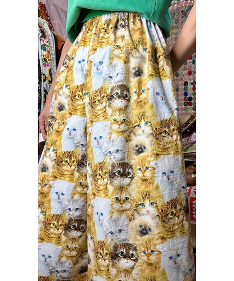 cats print super wide leg pants