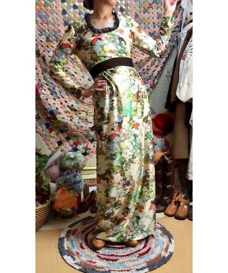 60-70s floral oriental dress