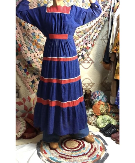 70's polka dots tiered dress
