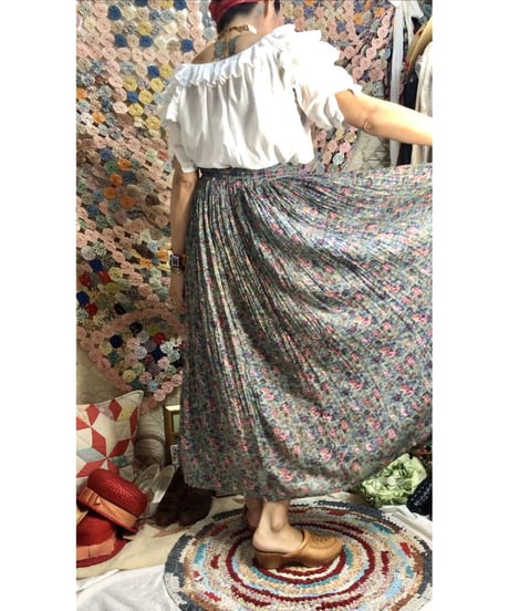 indian cotton skirt green flower