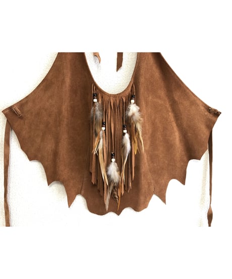 leather and feather halter crop top