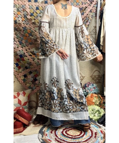 botanical flare sleeve one-piece