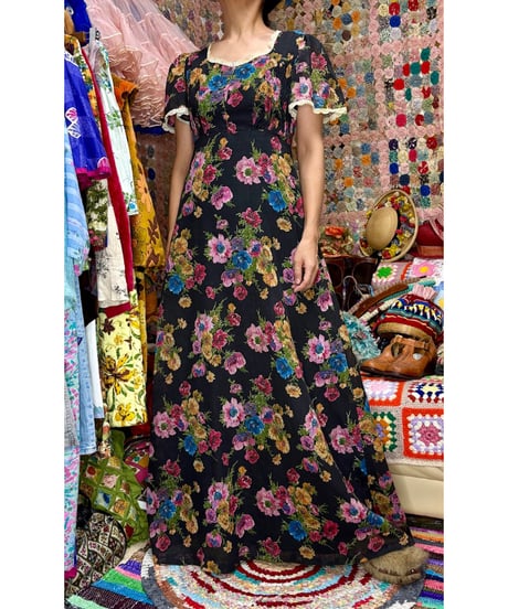 70s flower romantic dress