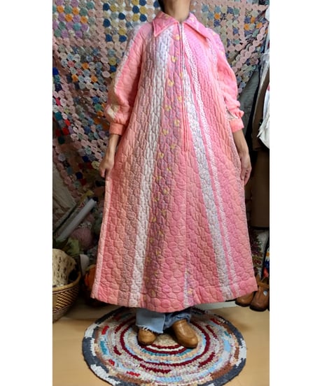 70s quilted flower dress
