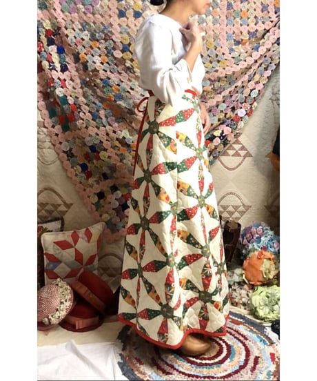 patchwork print quilting wrap skirt