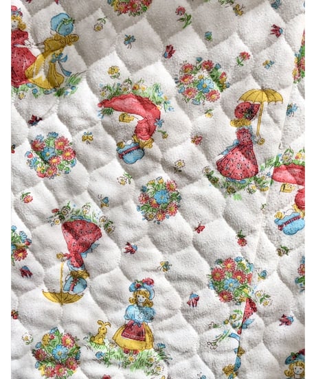 1970's girl's and flower print quilted one-piece