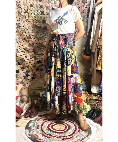 indian  rayon patchwork skirt