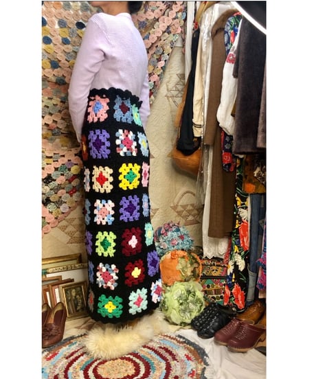 granny square skirt  black