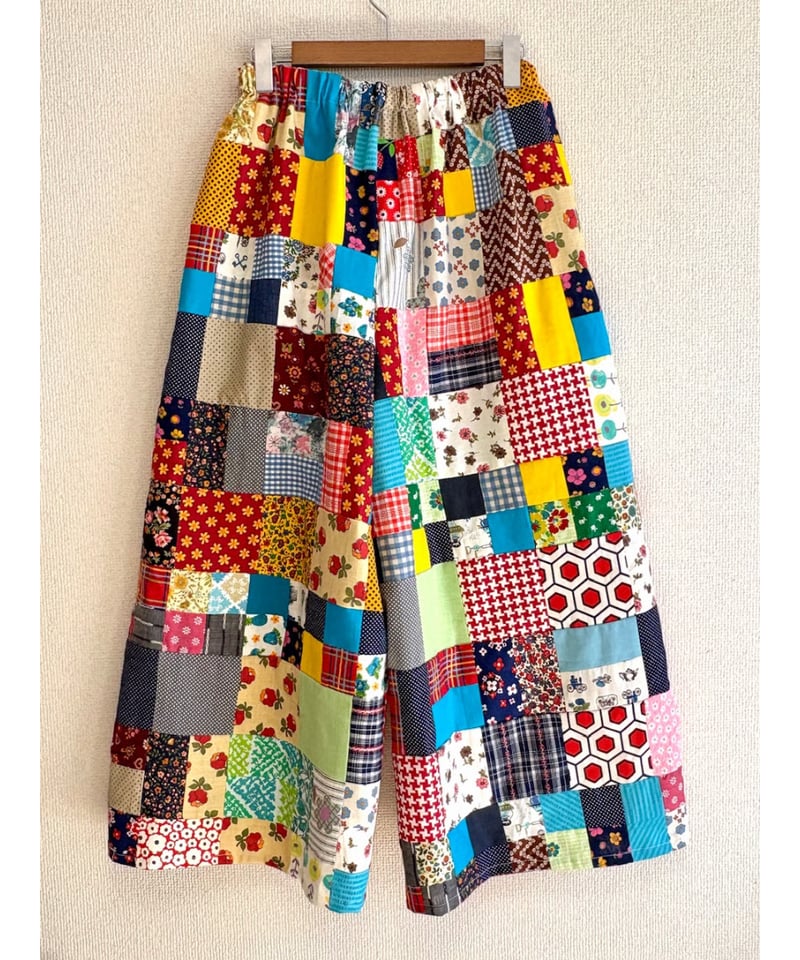 70s patchwork wide leg pants | Quilt