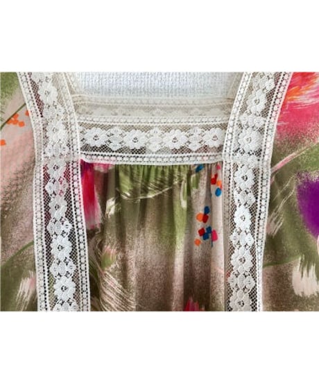 60-70's flower lace dress