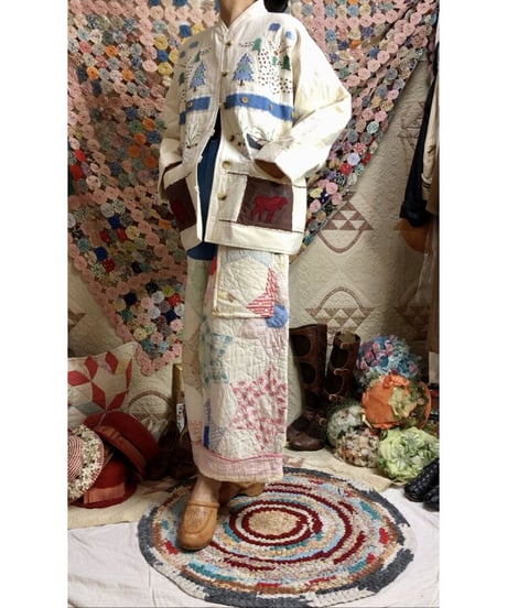 forest motif quilting jacket