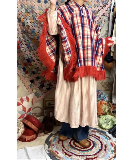 plaid fringe cape