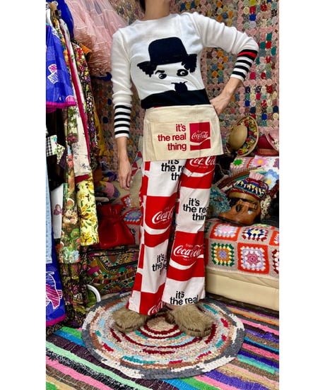 70s coca-cola print cotton pants