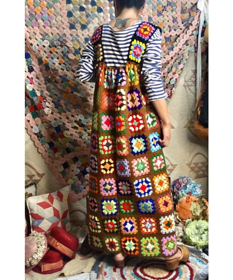 granny square one-piece brown
