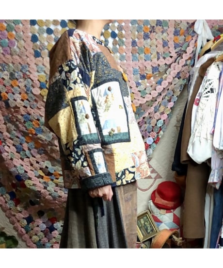 tree motif patchwork jacket