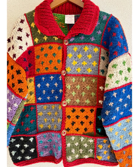 patchwork design ecuador knit cardigan