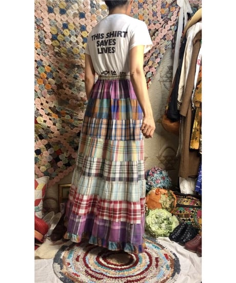 cotton plaid maxi skirt