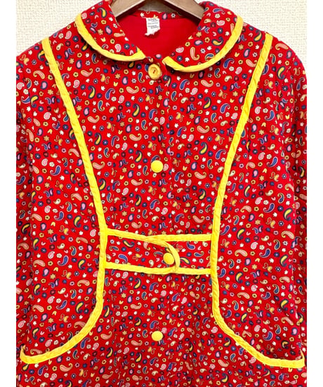 70s flower quilted robe