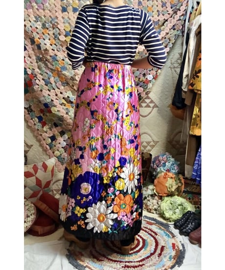 60's flower quilting skirt