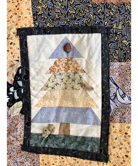 tree motif patchwork jacket