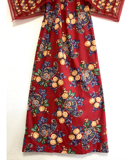 70's flower cotton dress