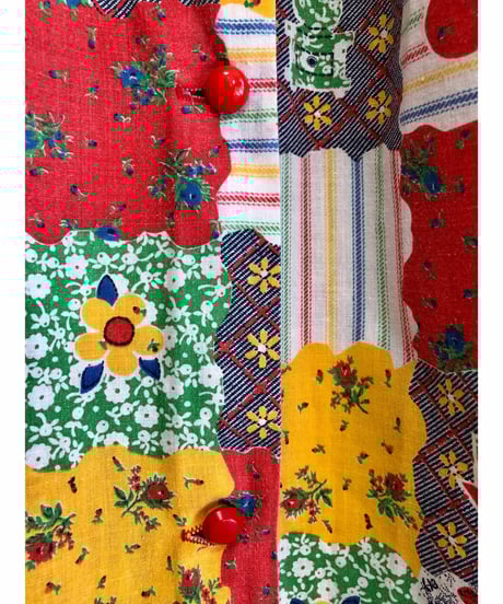 70s patchwork print dress