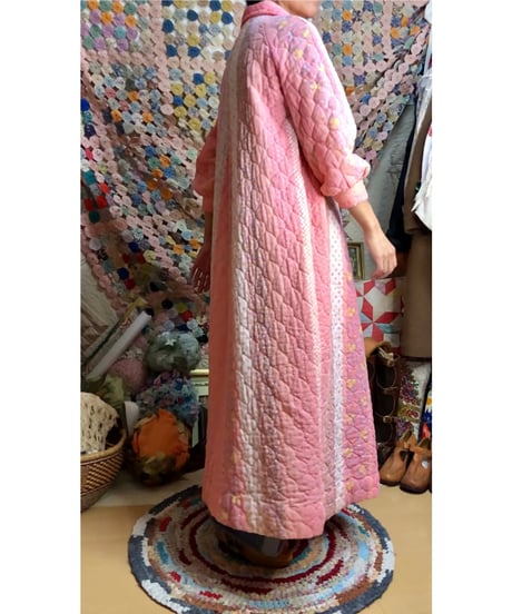 70s quilted flower dress