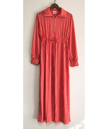 70s checkered polyester dress