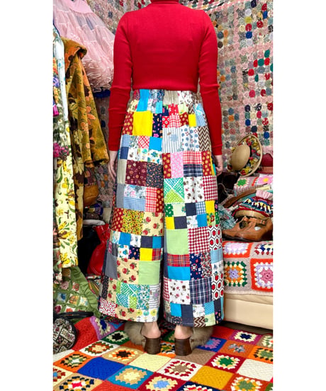 70s patchwork wide leg pants