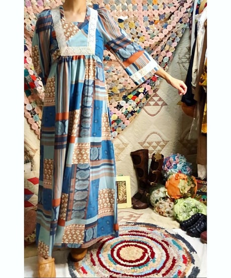 70's patchwork print dress
