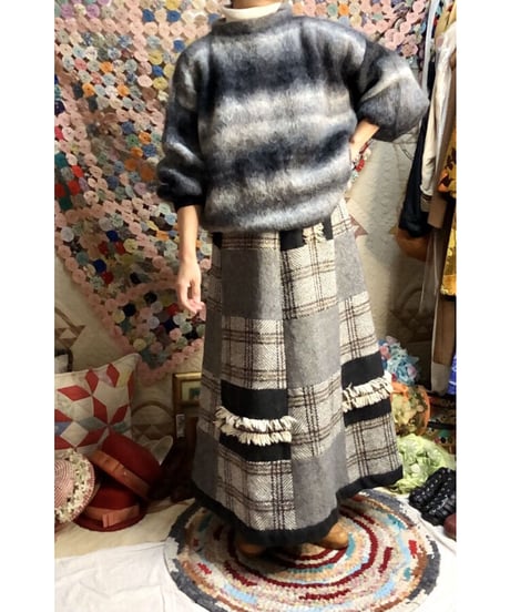 patchwork wool skirt