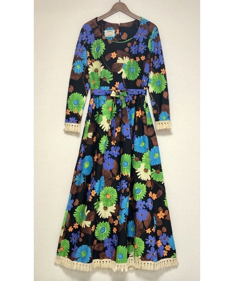 70s flower fringe dress