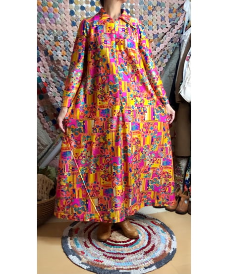 70s  psychedelic flower dress